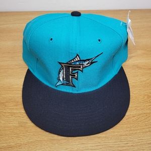 Vintage Florida Marlins New Era 5950 Diamond Hat 100% Wool Size 7 1/4 NWT Retro